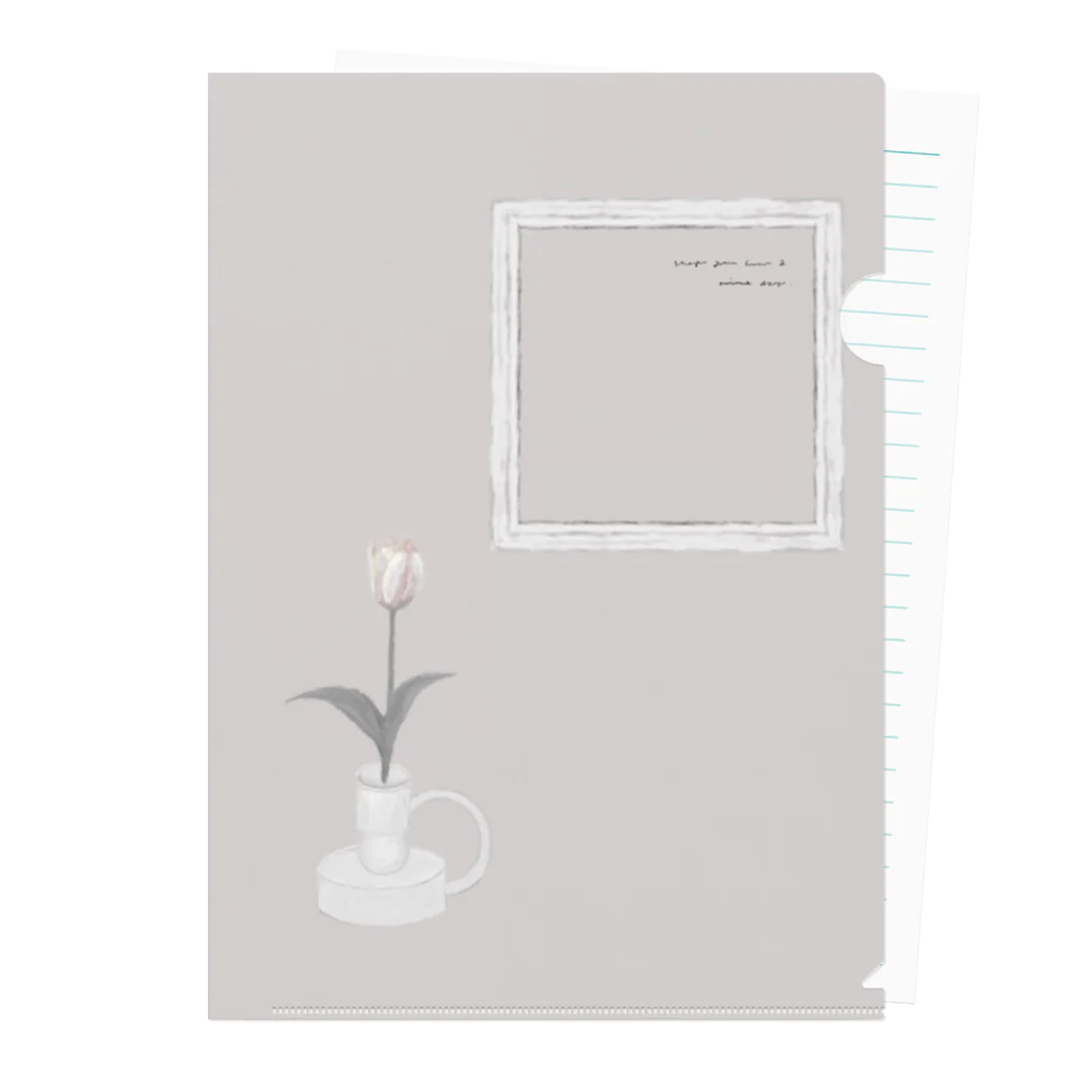 rilybiiのチューリップと花瓶とフレーム クリアファイル
