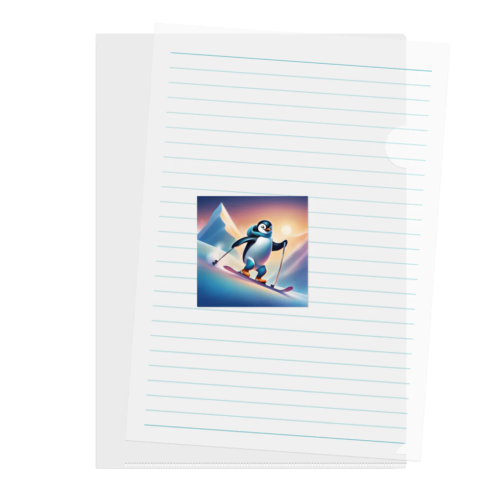 Yumexのスキーをするペンギンのペーくん Clear File Folder