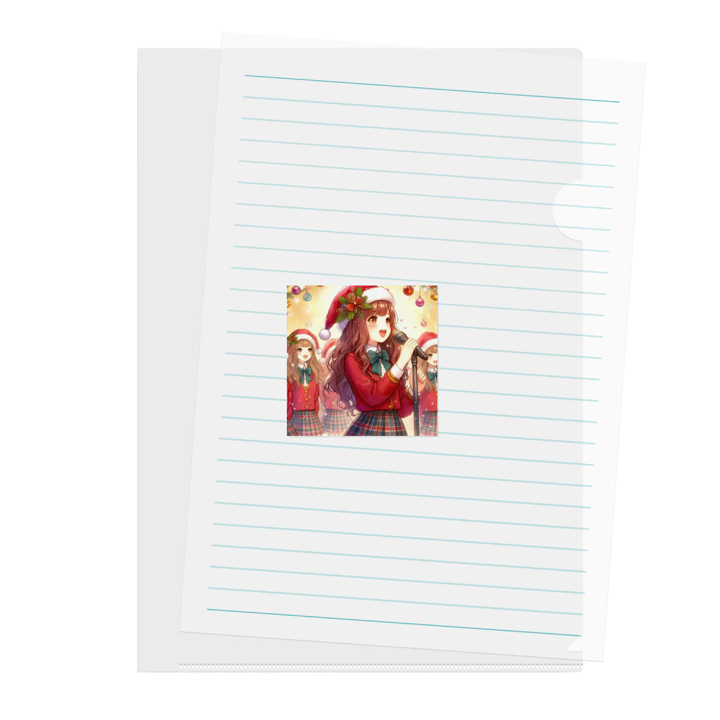 SAKIのクリスマスに歌う女性 Clear File Folder