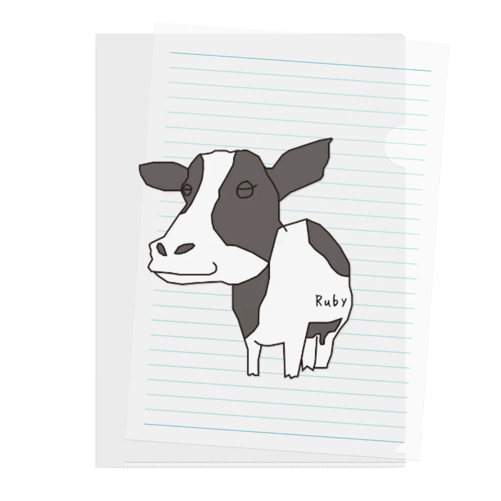 牛グッズ屋さんRubyのRubyホルスタイン牛さんロゴ クリアファイル