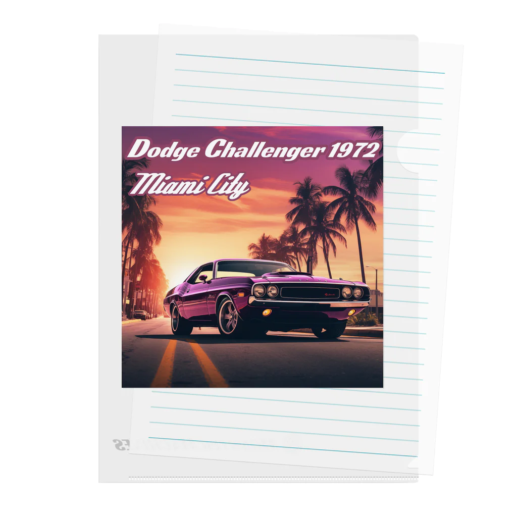 ｱｰﾄｷﾞｬﾗﾘｰ こっそり堂 (笑のDodge Challenger 1972 Miami cityモンスターマシーン Clear File Folder