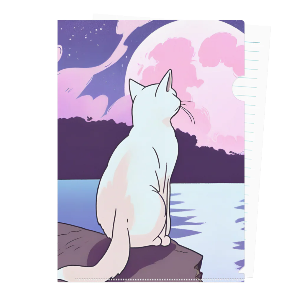 桜猫店-sakuraneko-の白猫さんと湖 Clear File Folder