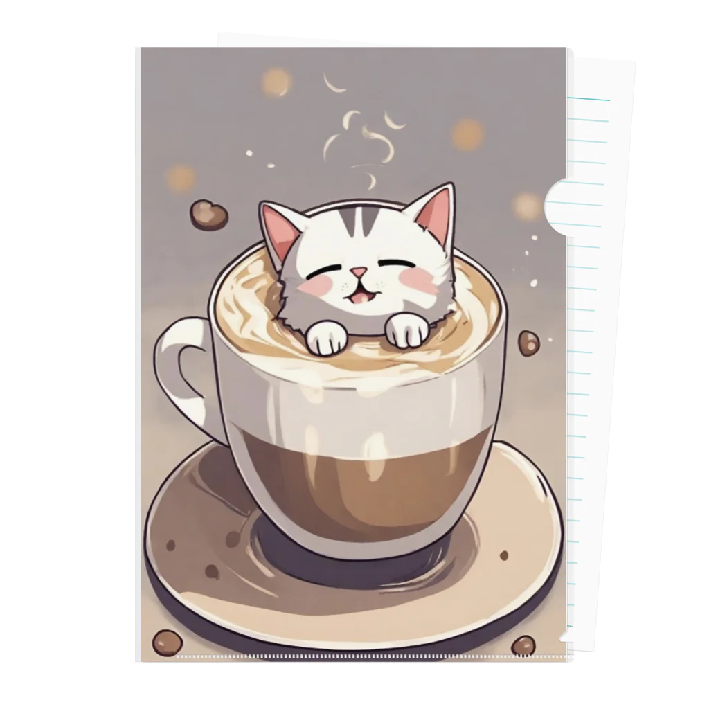 カプチーノ猫🐱の至福のカプチーノ猫🐈 クリアファイル