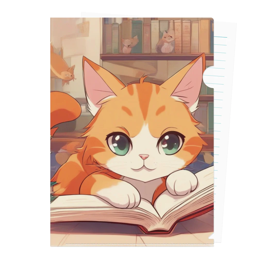 星パンダショップのほんよみかんねこ Clear File Folder