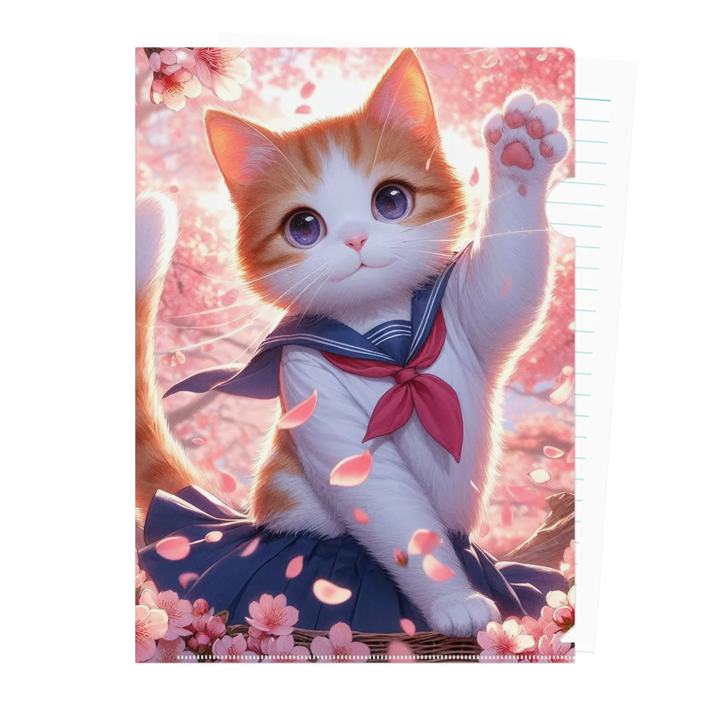 ParadigmStar　パラダイムスターの桜咲く華の学生猫 hana Clear File Folder