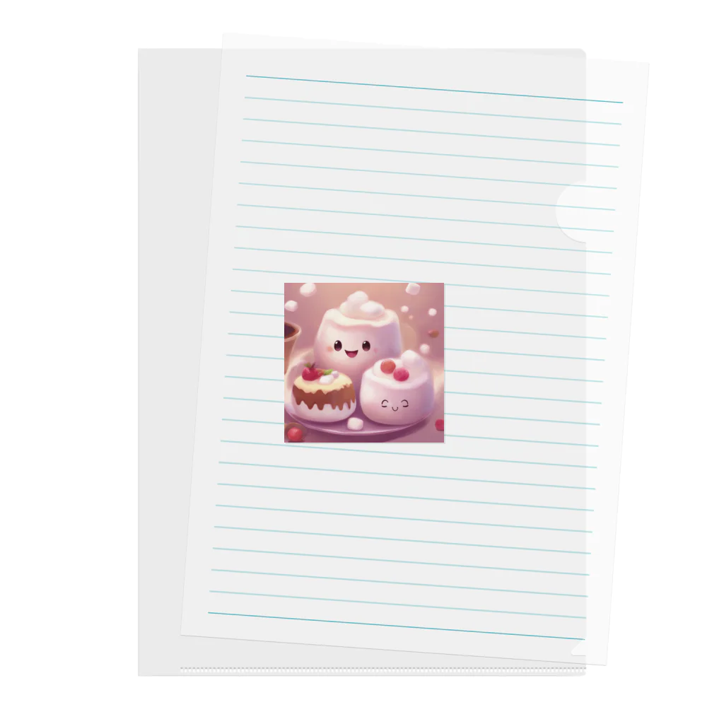 amxafukのふわふわマシュマロかわいいプリン Clear File Folder