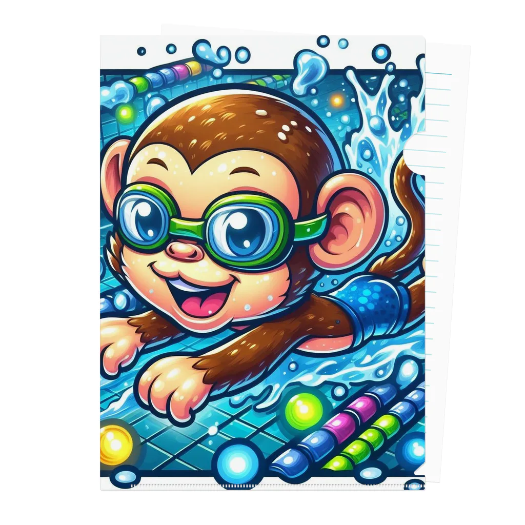 アニマルキャラクターショップのSwimming monkey Clear File Folder