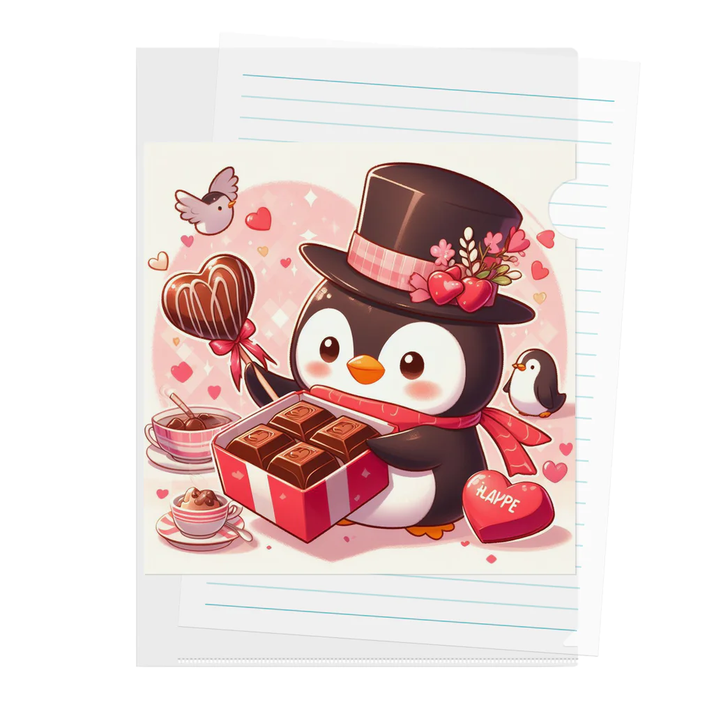 星パンダショップのチョコプレゼンツペンギン Clear File Folder