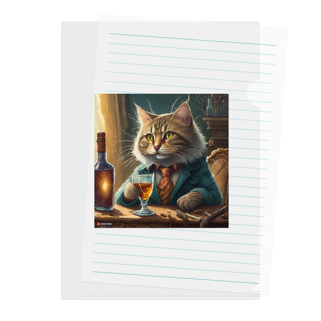 飲酒ちゃんの酒が好きな猫（社長） Clear File Folder