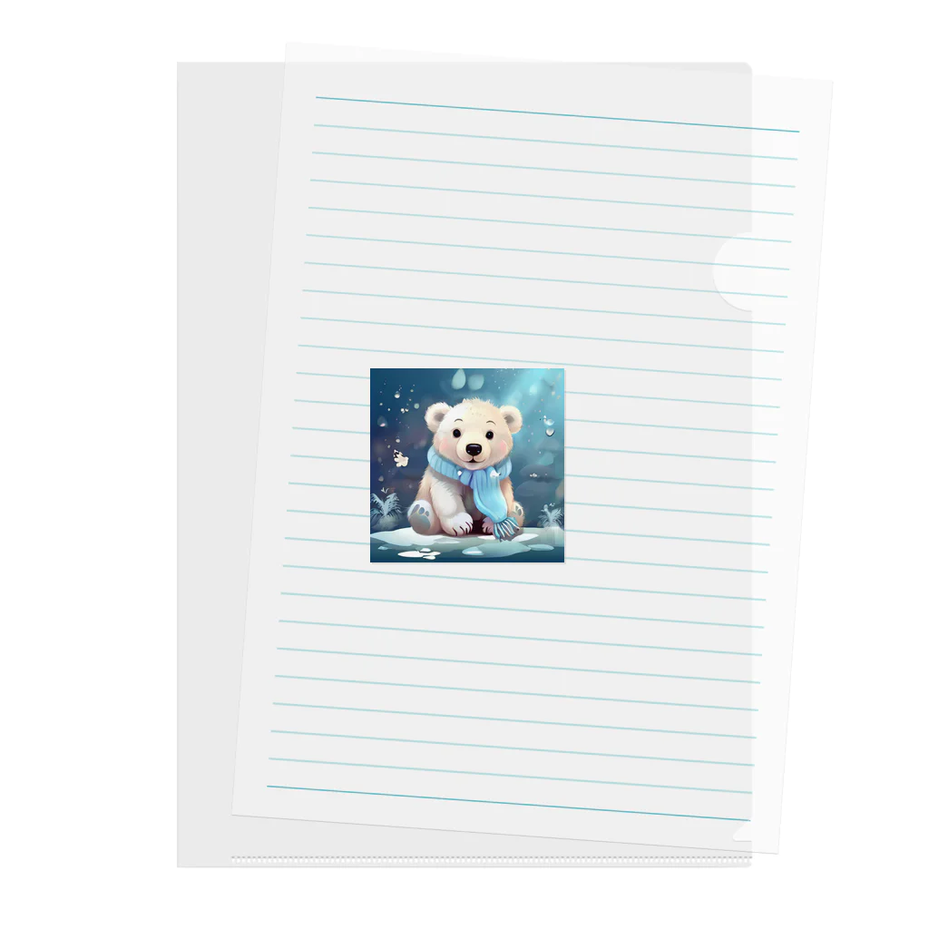 りんりんの可愛いシロクマちゃんショップ　かわいいよ！のしろくまちゃん Clear File Folder