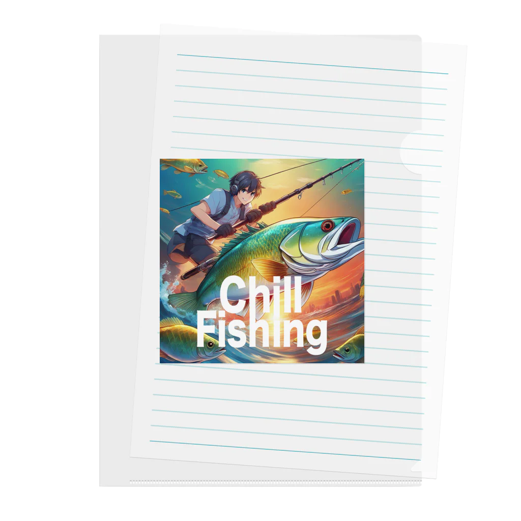 chillfishingのイケメンアングラー！「セイゴ」 クリアファイル