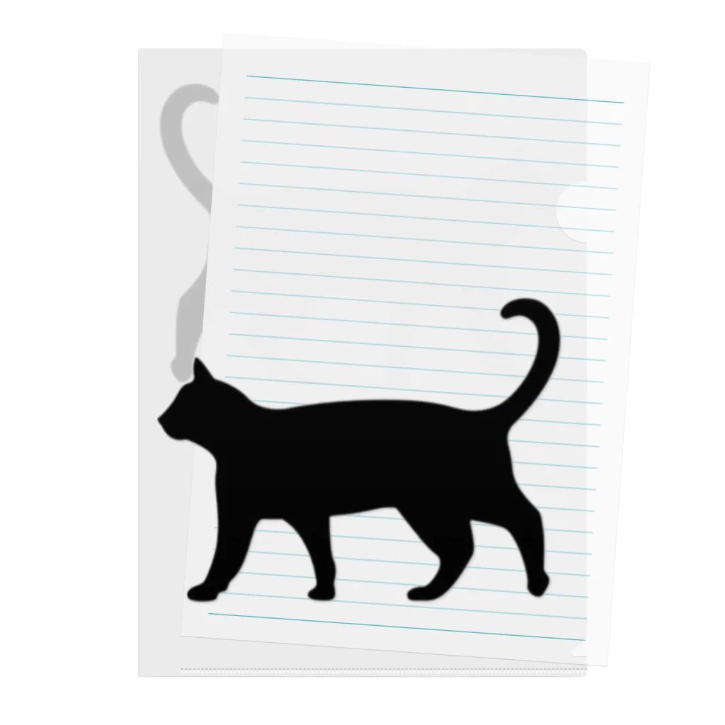 Teatime ティータイムの黒猫は見ていた　ねこ Clear File Folder