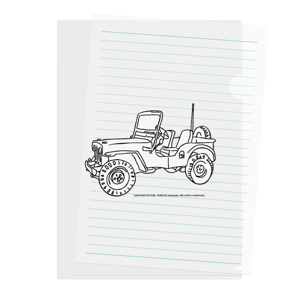 ファンシーTシャツ屋のJeep イラスト ライン画 クリアファイル