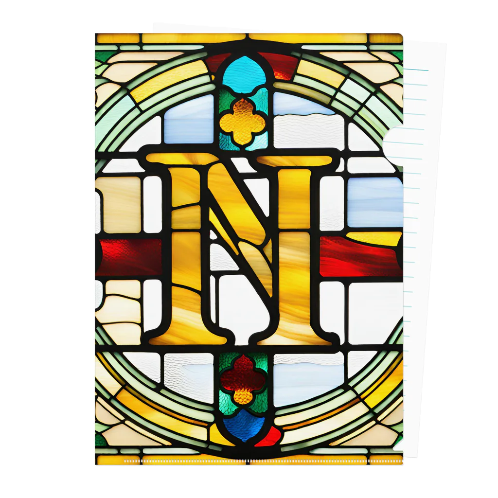 alphabet stained glassのstained glass N Clear File Folder