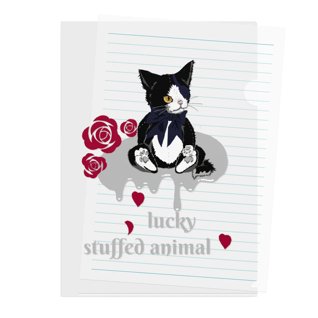 Jasmine工房のlucky stuffed animal 猫 Clear File Folder