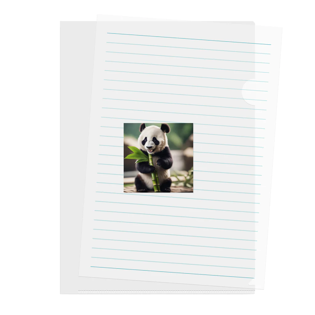 Blue Linksの新鮮な竹を見つけて喜ぶパンダの喜び クリアファイル