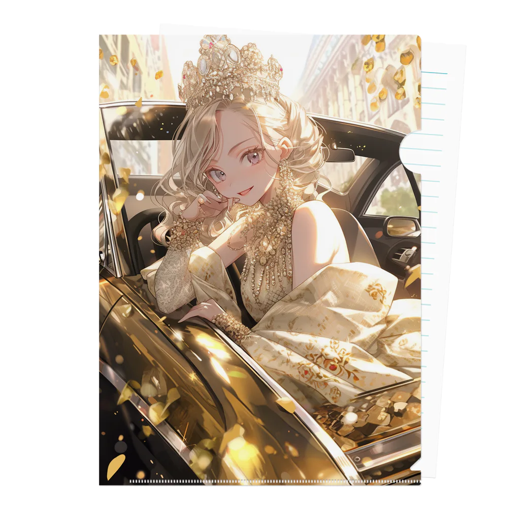 AQUAMETAVERSEのゴールドオープンカー sanae 2074 Clear File Folder