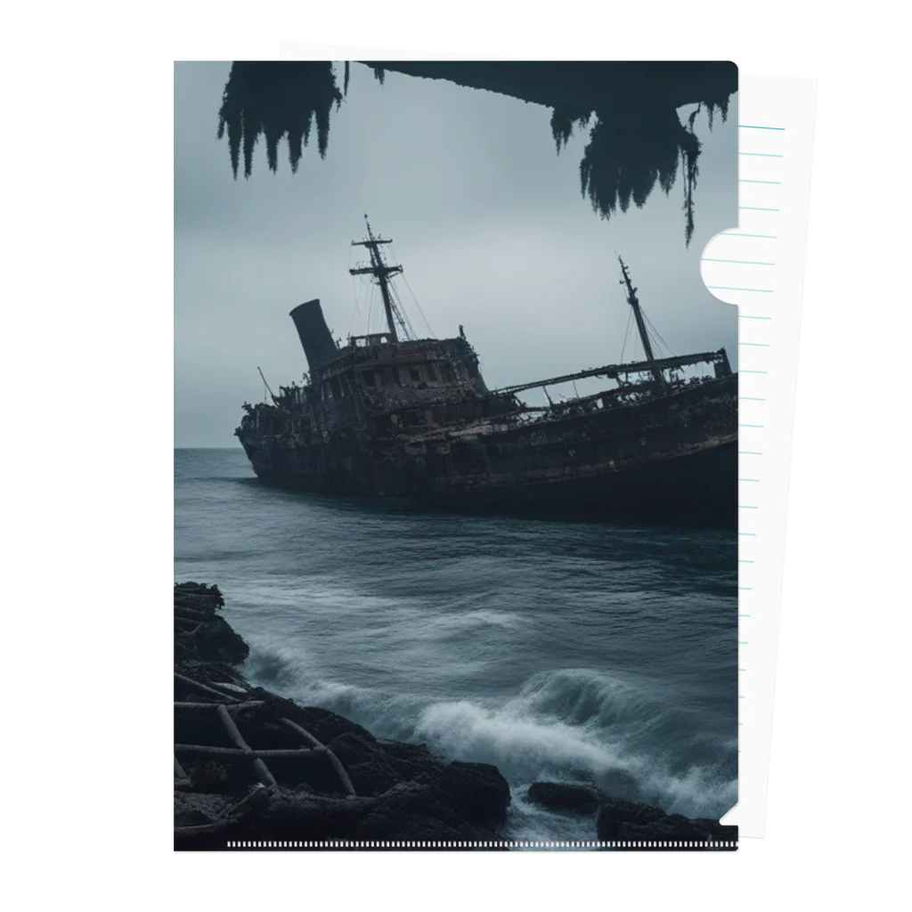 Dark Fの暗黒の海に浮かぶ腐敗した船の墓場 クリアファイル