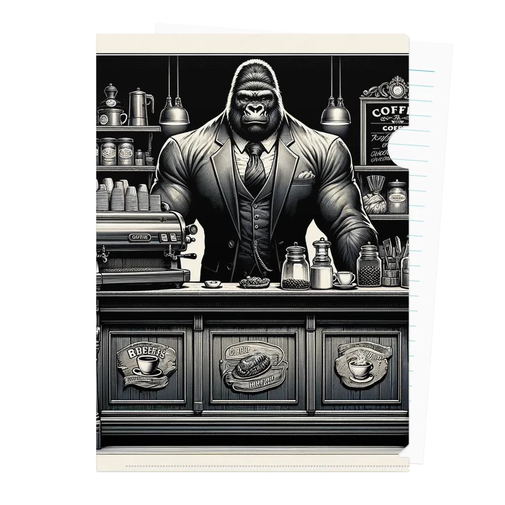 ゴリラショップのThe Mighty Gorilla Coffee Shop  Clear File Folder