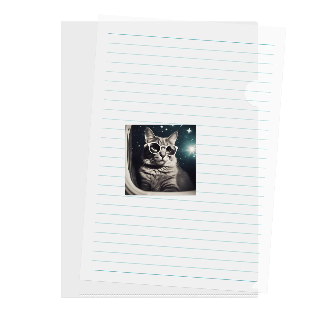 宇宙屋さんの宇宙旅サングラスねこ Clear File Folder