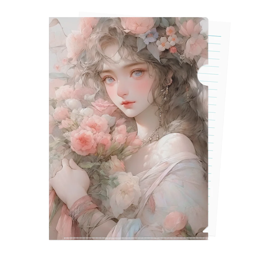 AQUAMETAVERSEのバラの花束と女性　なでしこ1478 Clear File Folder