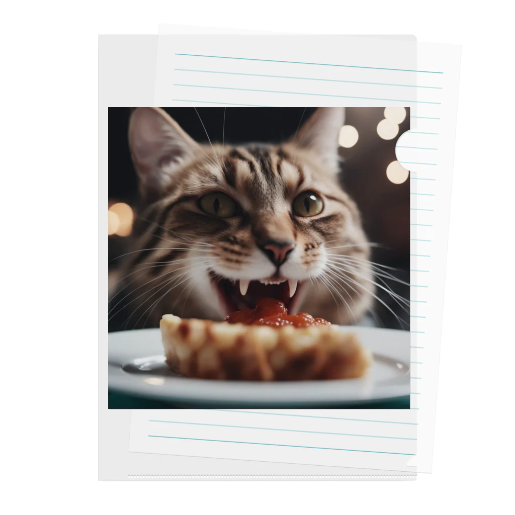 feliceのごはんを食べている猫 Clear File Folder