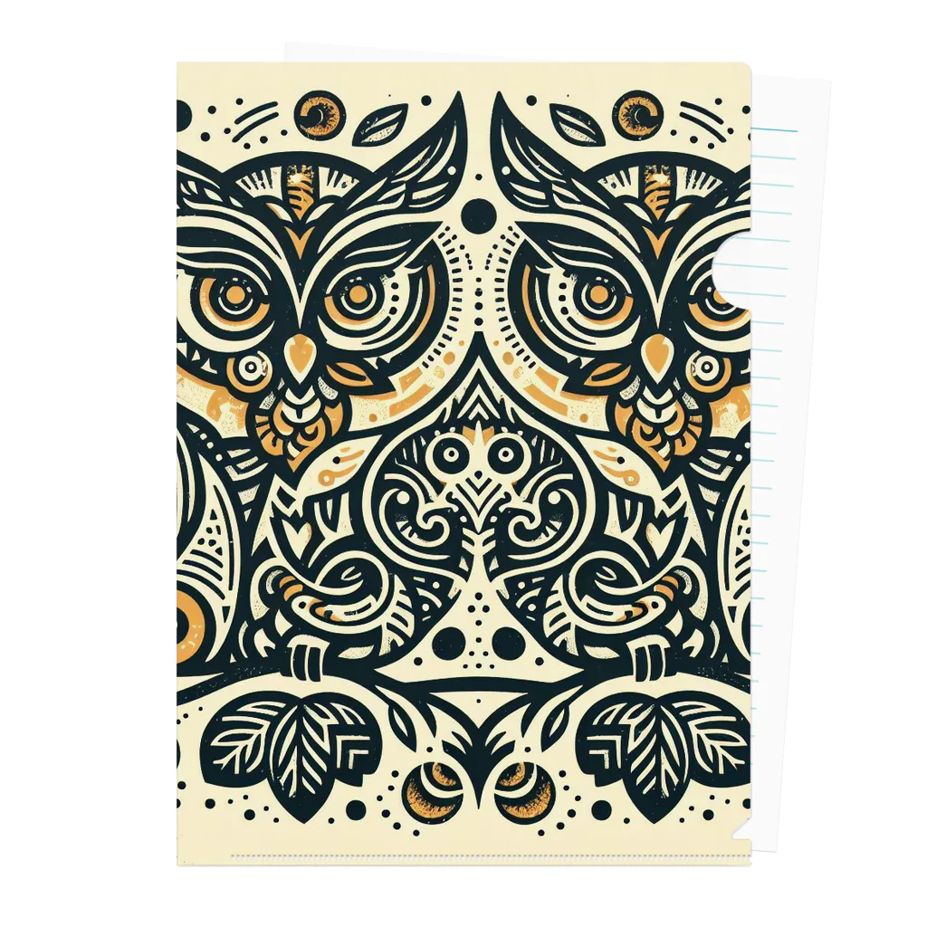 kotpopのSymmetrical Owls Clear File Folder