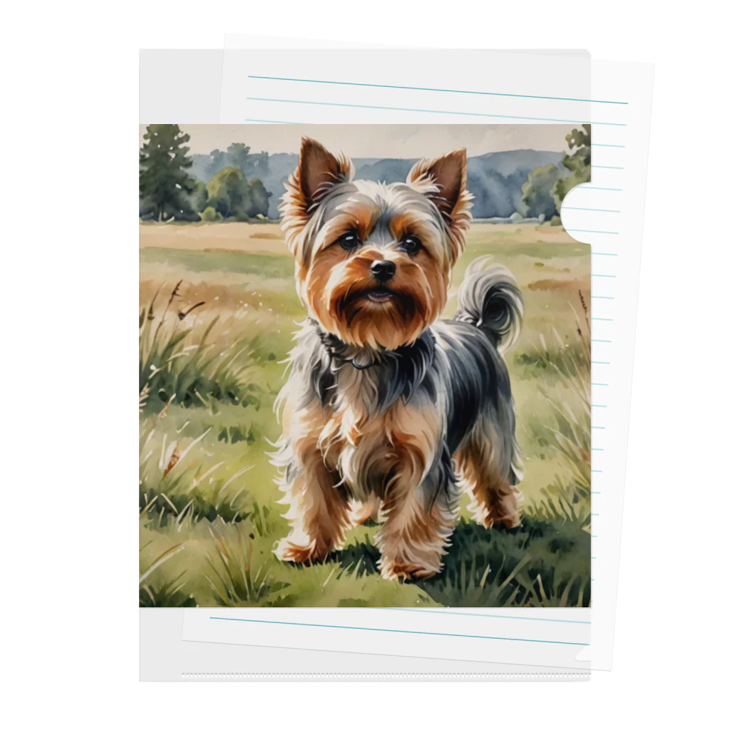 Animal Illustration shopのヨークシャー・テリア　Yorkshire Terrier　水彩画風 クリアファイル