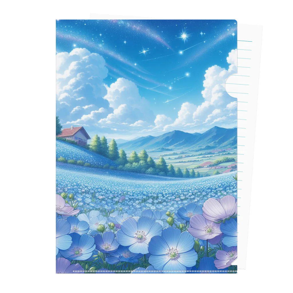 天(そら)のアトリエの幻想的な空とネモフィラの丘 Clear File Folder