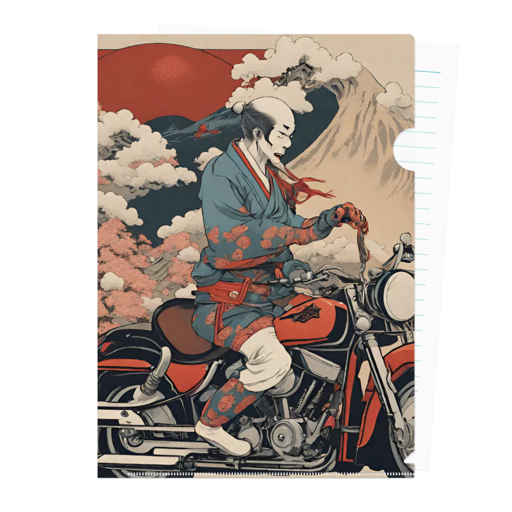 X50000Xのバイクに乗った浮世絵男性 Clear File Folder