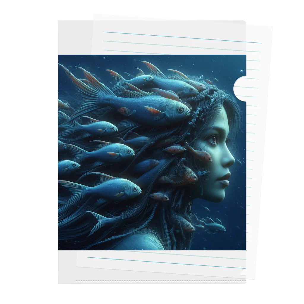 末田の魚群の女王 Clear File Folder