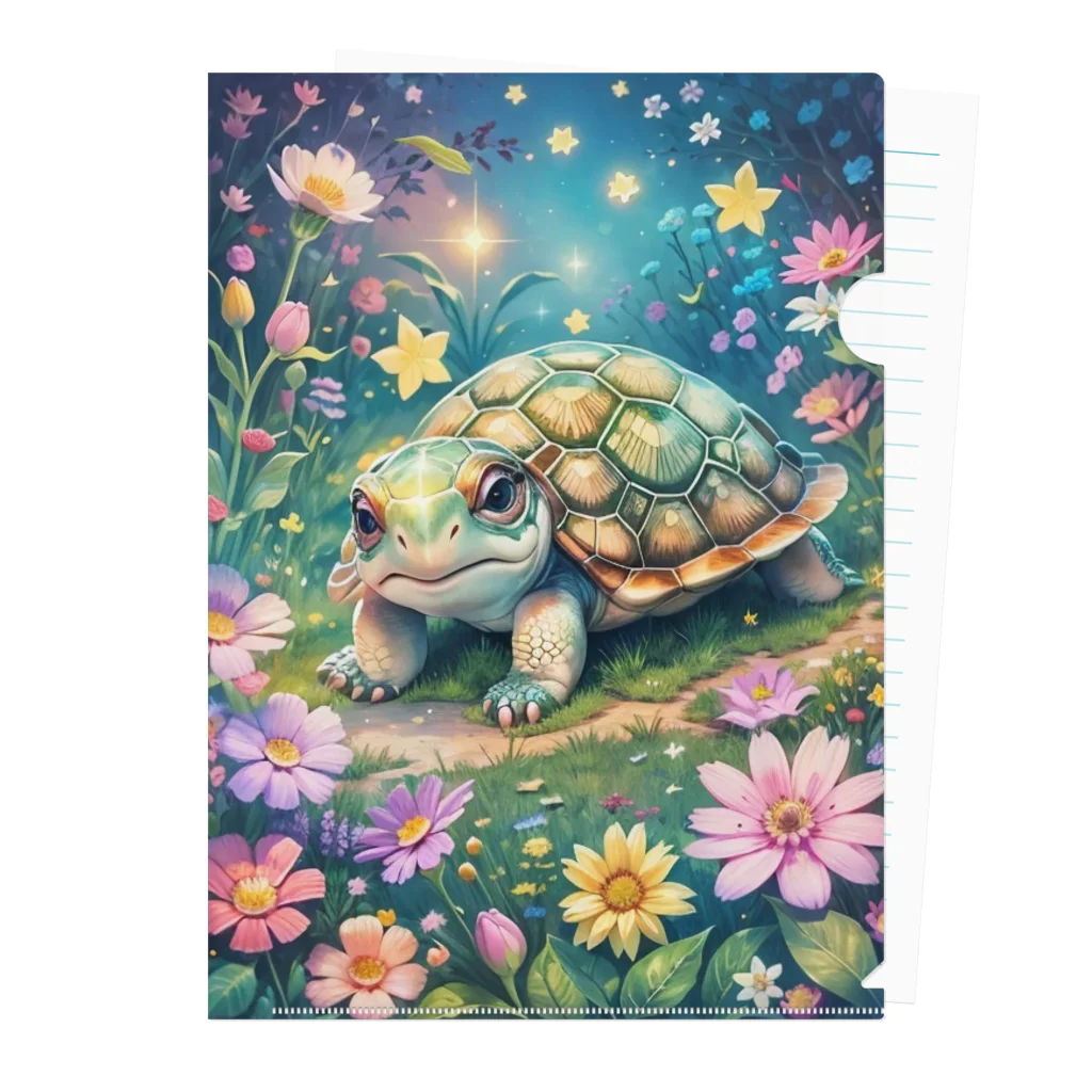 モノモノクローゼットの花とカメ Clear File Folder