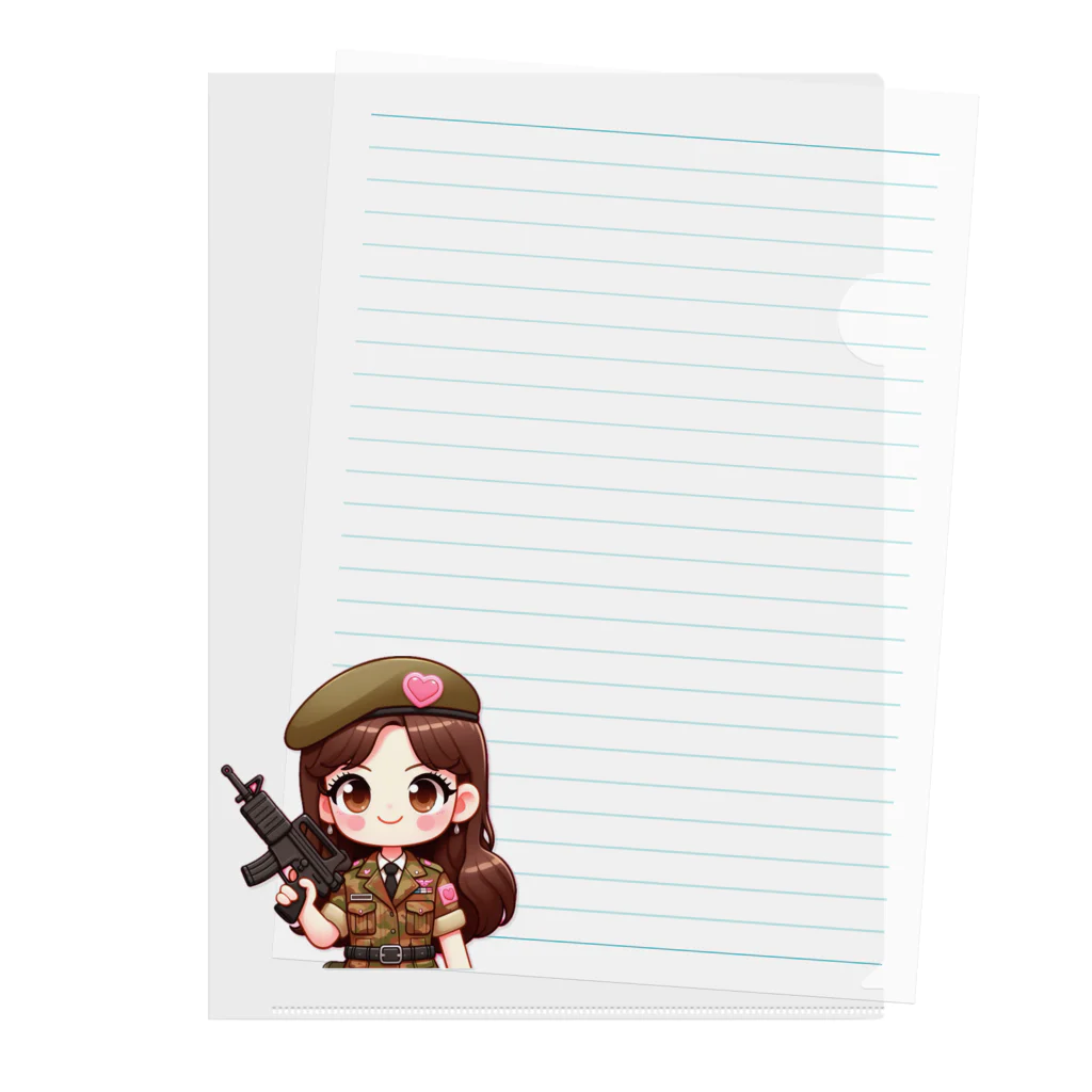 WakuWakustoreのarmy girl Clear File Folder