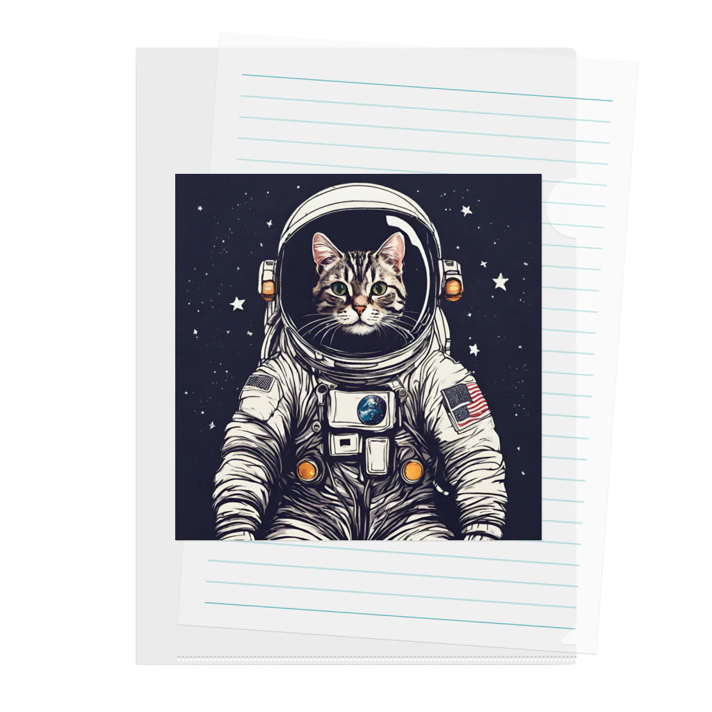 雑貨屋猫布団の猫の宇宙飛行士 Clear File Folder