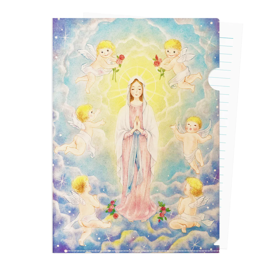  Pastel Design Art 天使のお部屋のマリア様と天使たち Clear File Folder