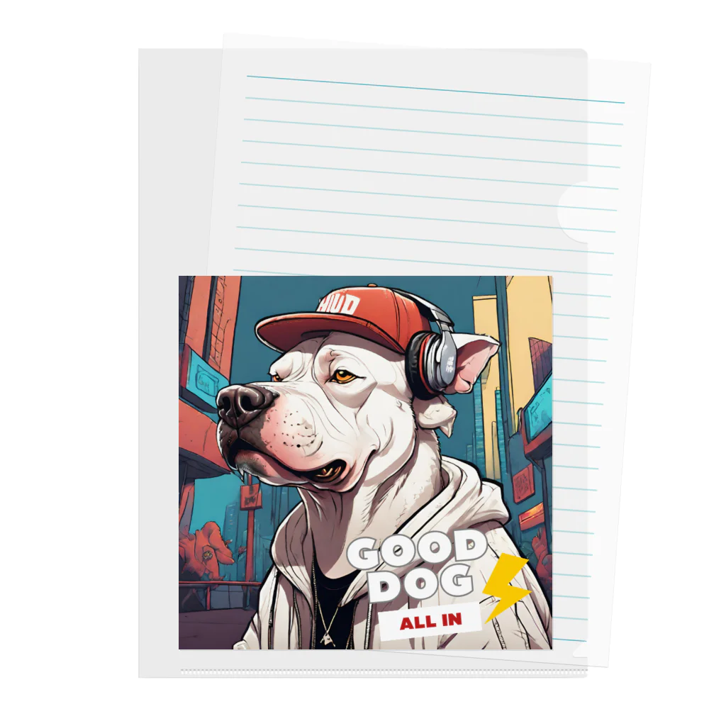 reon-5のストリート風の雰囲気が漂う犬のデザインです。 Clear File Folder