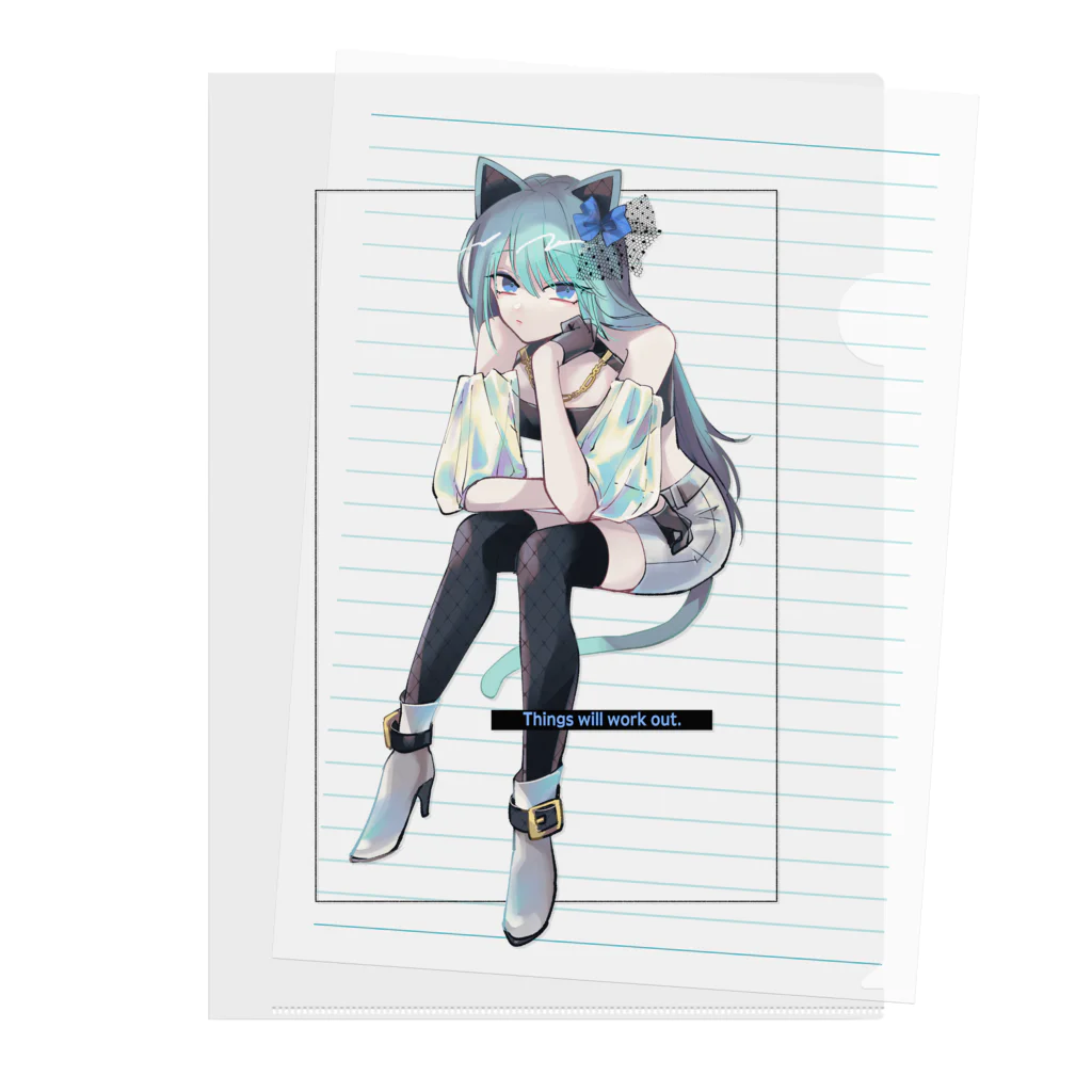 kapiricoのねこのおんなのこ Clear File Folder