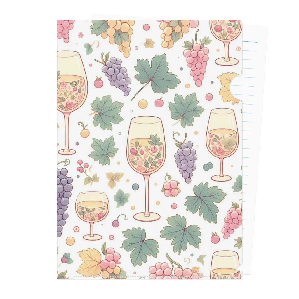 MOONY'S Wine ClosetのWine and Grapes Clear File Folder