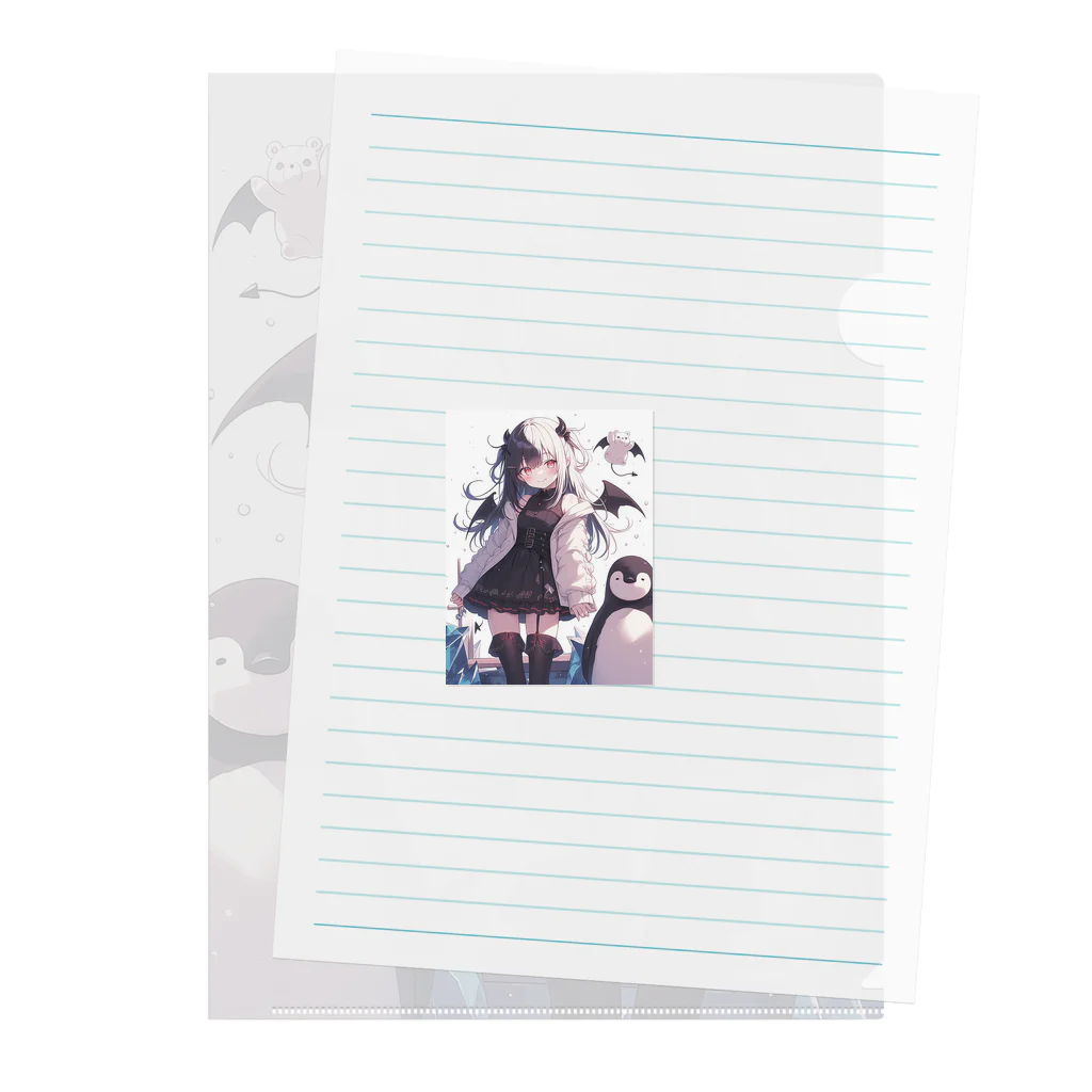 シロクマペンギンの冷極フローズン✕小悪魔ガール Clear File Folder