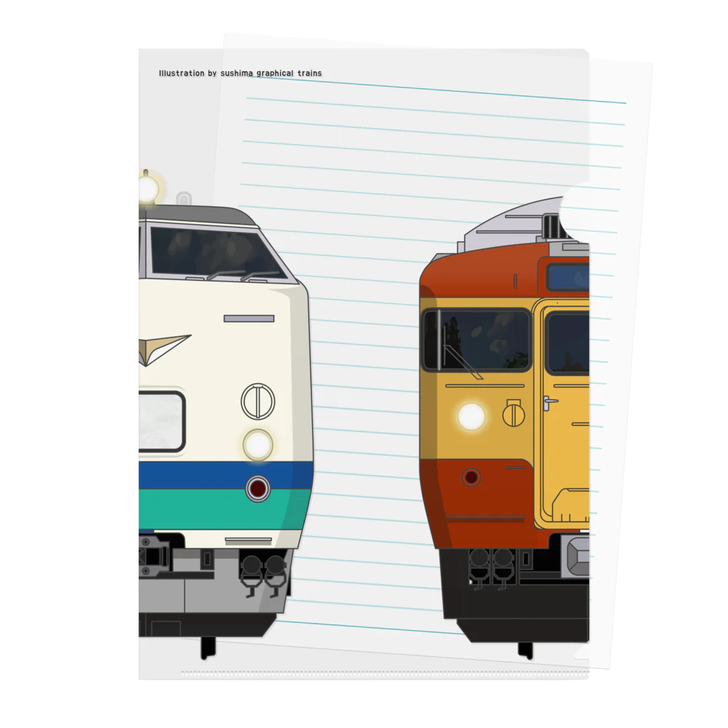 sushima_graphical_trainsの新潟の列車No.8_485系1500番台 / 115系1000番台 Clear File Folder