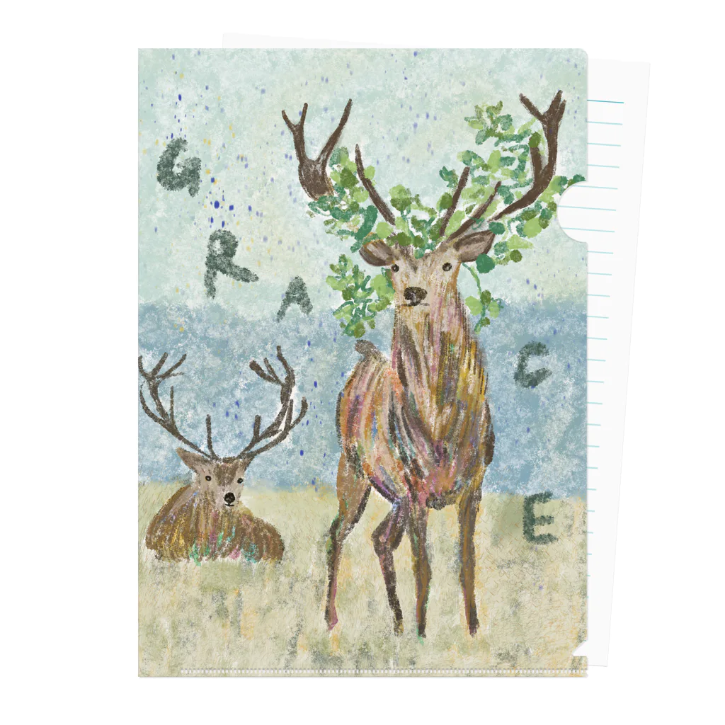 hisakonのdeer couple in the earth Clear File Folder