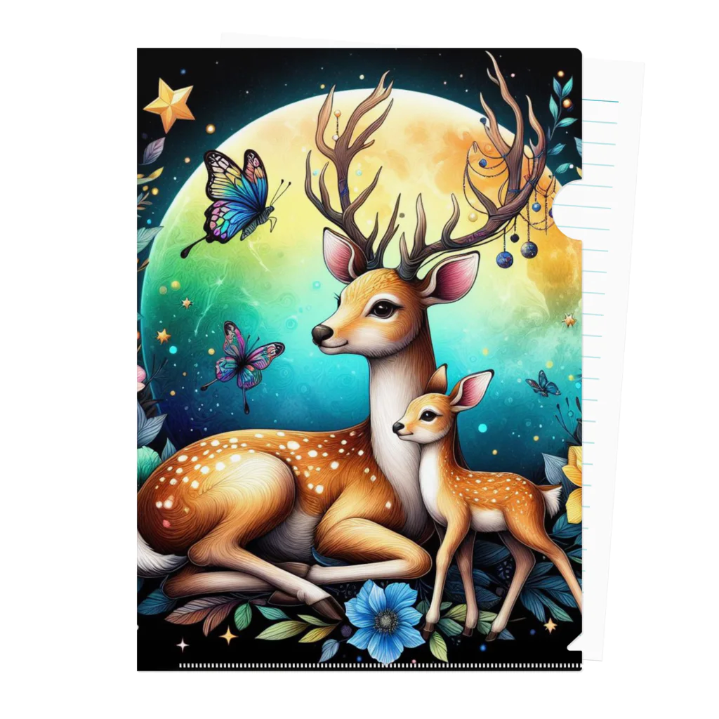 momoart8888の満月の花🦌🌝 クリアファイル