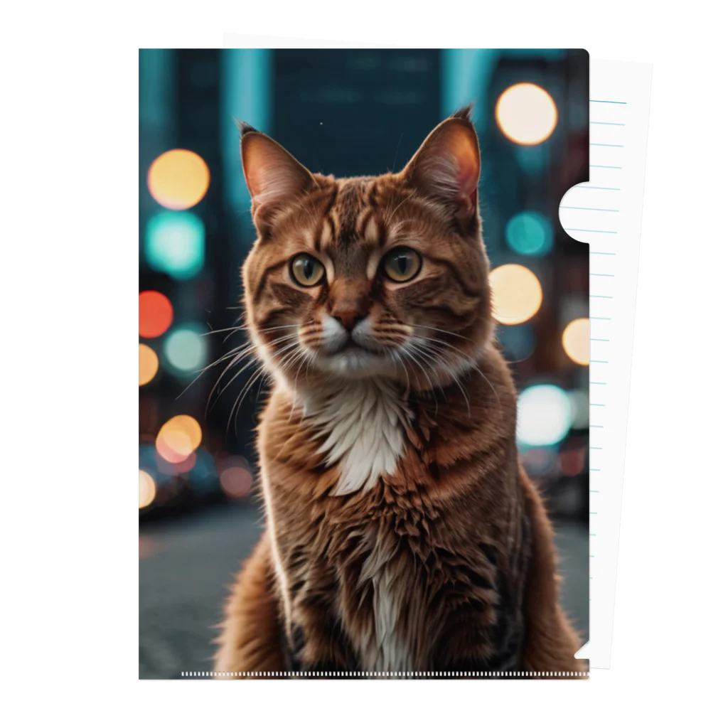 AI Design Labの勇敢な猫 Clear File Folder
