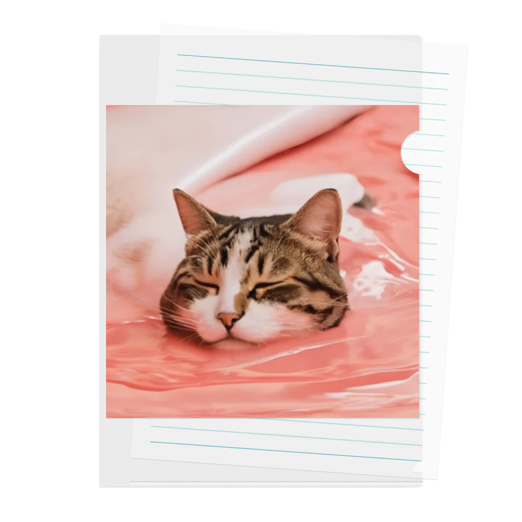 yume-neko-houseのとろける猫 Clear File Folder