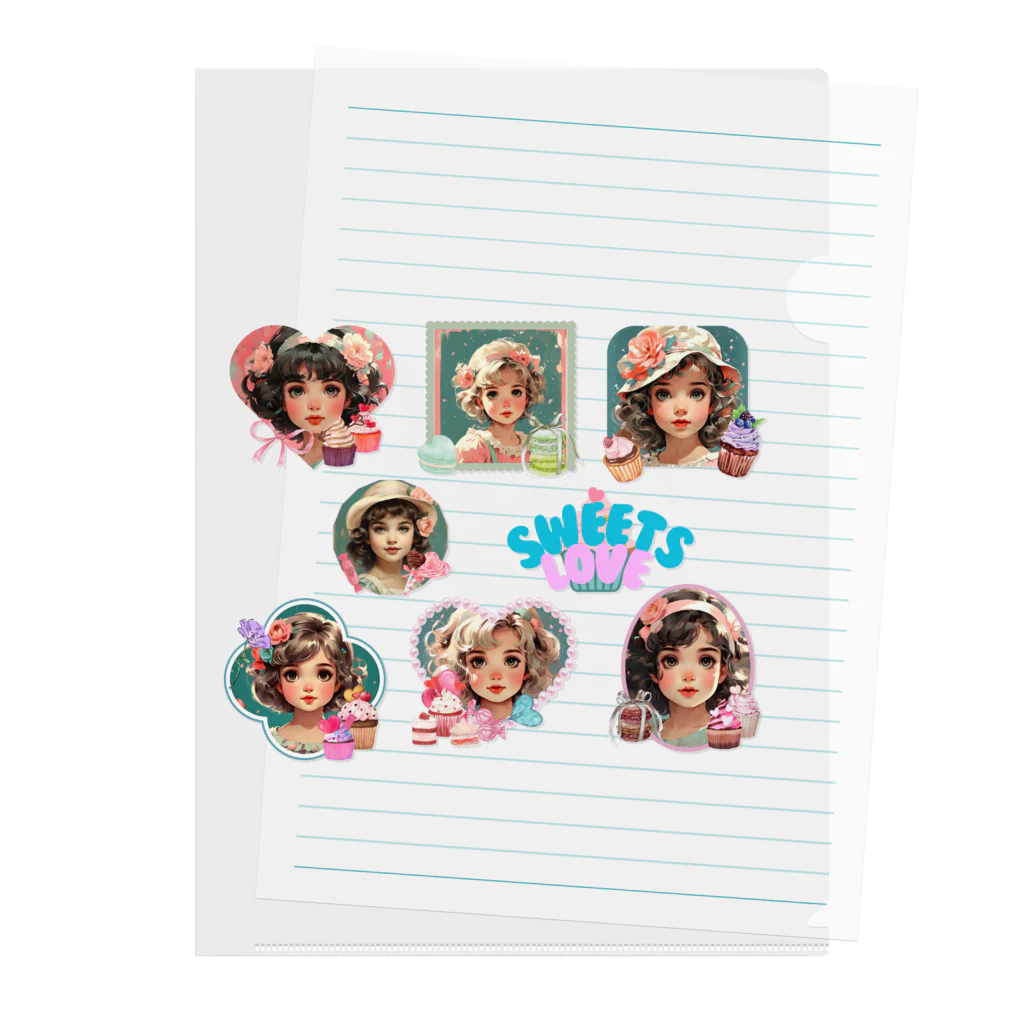 Mellow-SkyのSweets love girl〜ステッカーデザイン〜 Clear File Folder