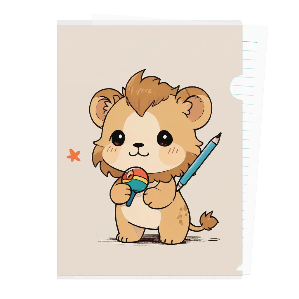 ganeshaの可愛いライオンとおもちゃのペン クリアファイル
