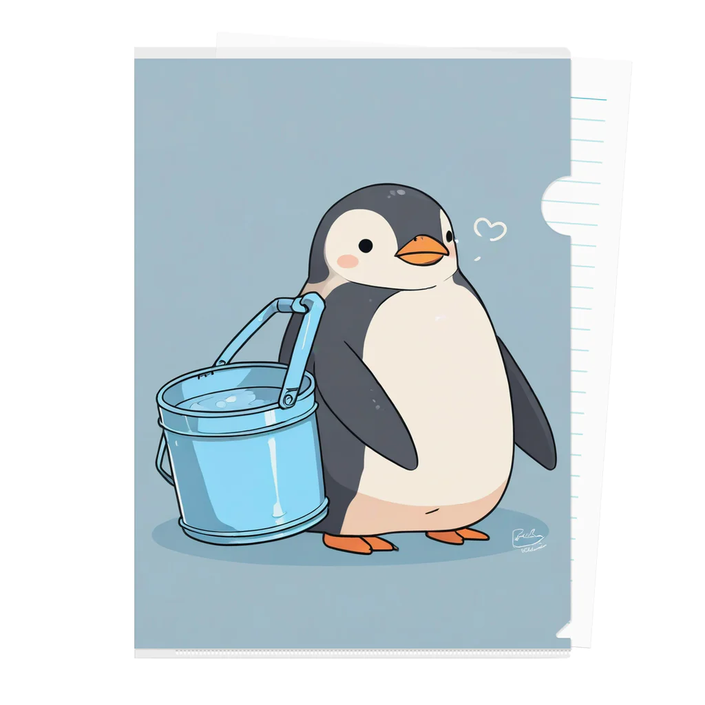 ganeshaのかわいいペンギンとおもちゃのバケツ Clear File Folder
