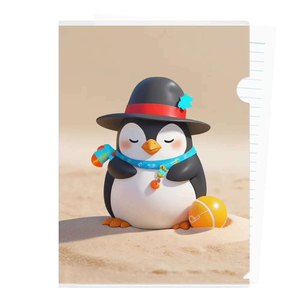 ganeshaのおもちゃの砂を使ったかわいいペンギン Clear File Folder