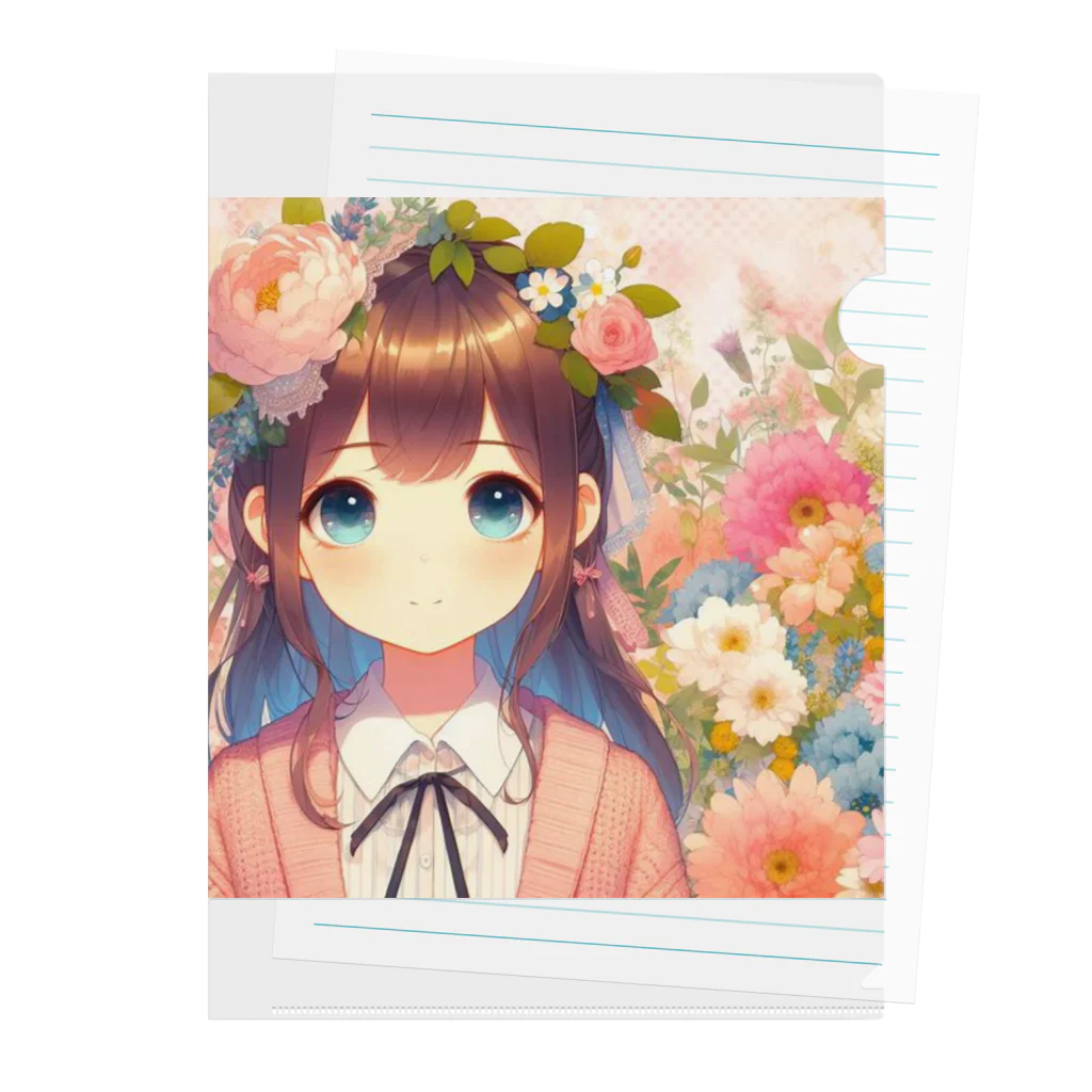 ピクセルパレットの可愛い女の子とお花10 Clear File Folder