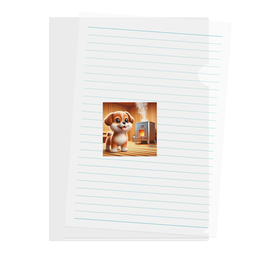 サウナーグッズショップの可愛い子犬がサウナでととのう Clear File Folder